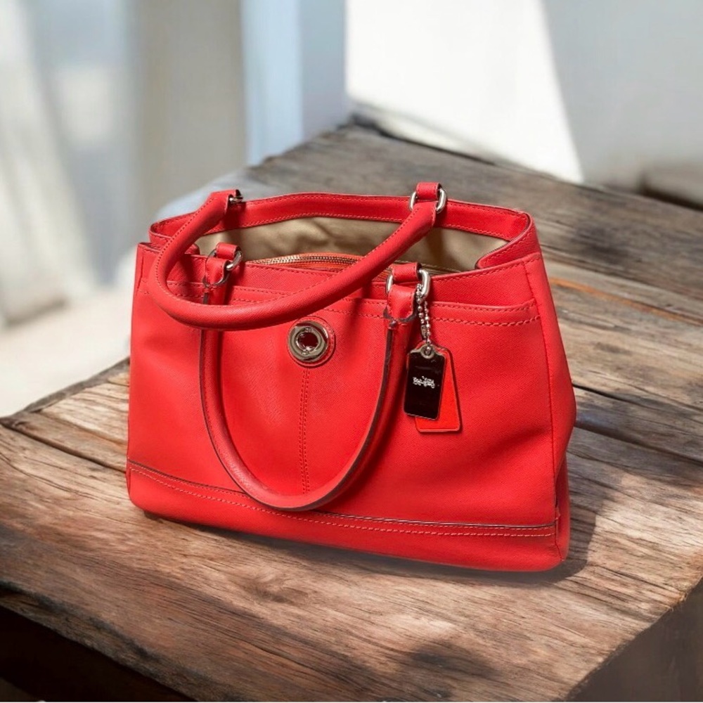 Coach Bright Red Leather Satchel with Tag